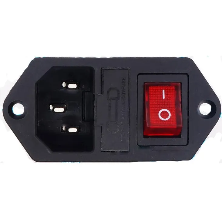 Product image of Jack Nguồn AC09 3 Chân 220V Có Công Tắc, Có Khe Cắm Cầu Chì